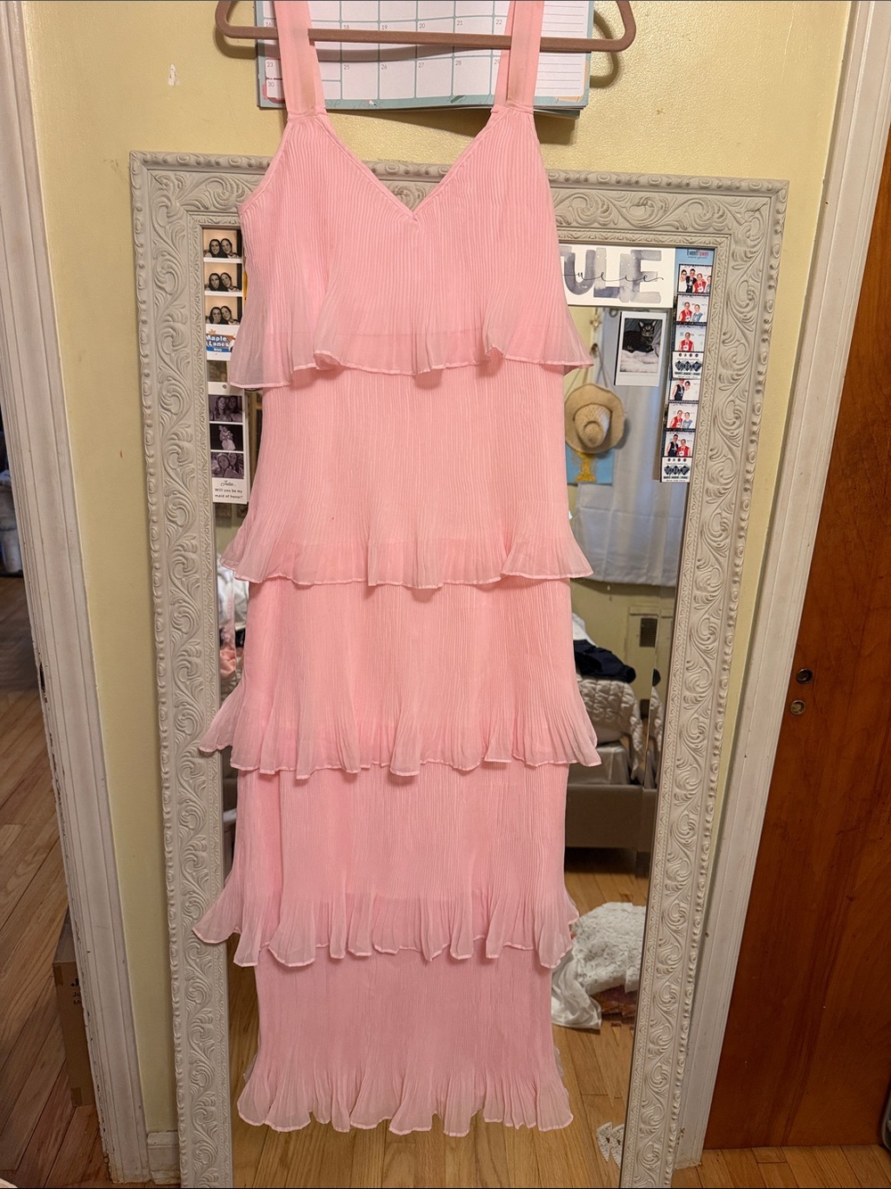 Sleeveless Pink Tiered Ruffle Maxi Dress